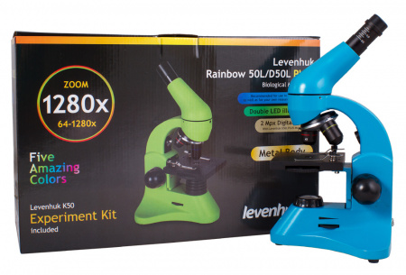 Микроскоп Levenhuk (Левенгук) Rainbow 50L PLUS Azure\Лазурь